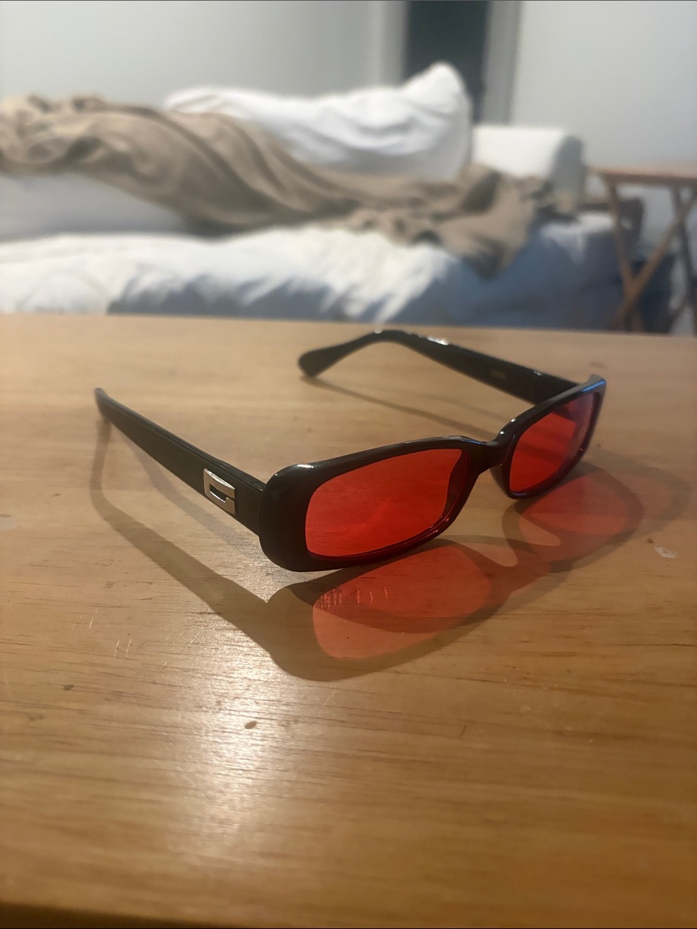 Guess Black Sunglasses with Red Lenses